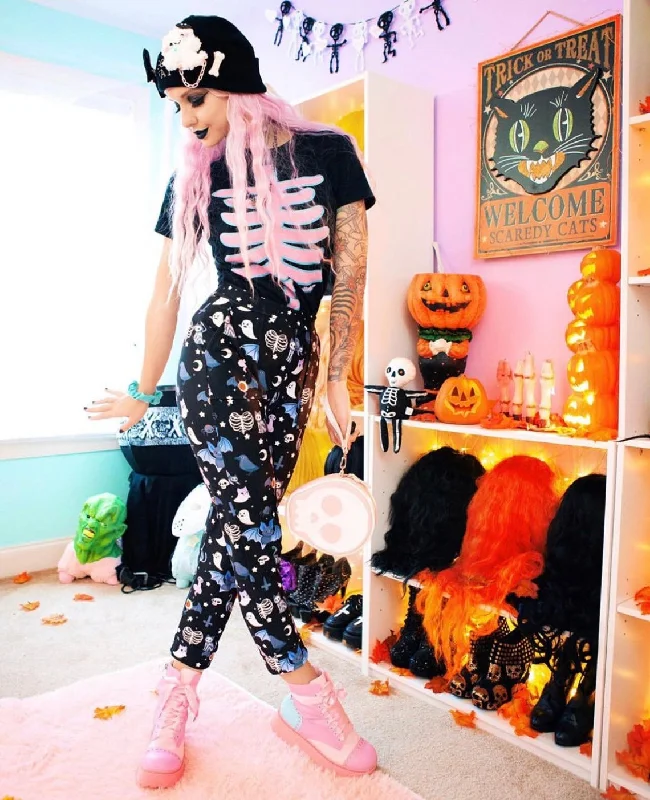 Fairy Kei Pastel Goth Skeleton Creepy Cute Tee (Made to Order) Notch Collar Peter Pan Collar Cowl Neck