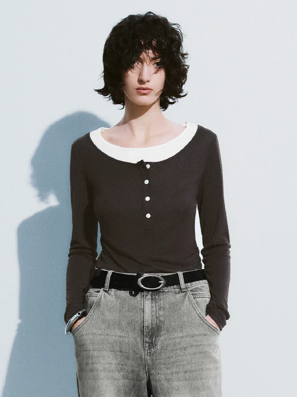 2 In 1 Skinny T-Shirt Welt Pockets Slit Pockets Flap Pockets