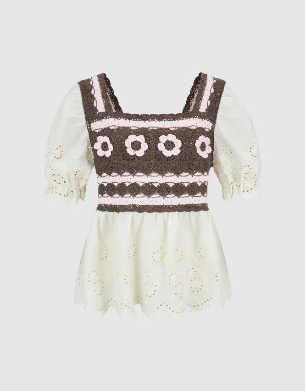 2 In 1Knitted T-Shirt Notch Collar Peter Pan Collar Cowl Neck