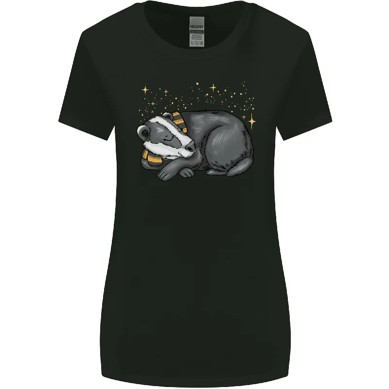 A Sleeping Badger Womens Wider Cut T-Shirt Satin Blend Silk Blend Wool Blend