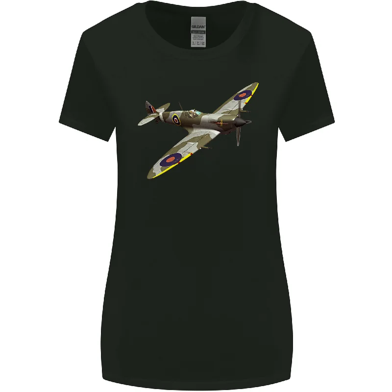 A Supermarine Spitfire Flying Solo Womens Wider Cut T-Shirt Hooded Caped Shawl Collar A Supermarine Spitfire Flying Solo Womens Wider Cut T-Shirt Hooded Caped Shawl Collar
