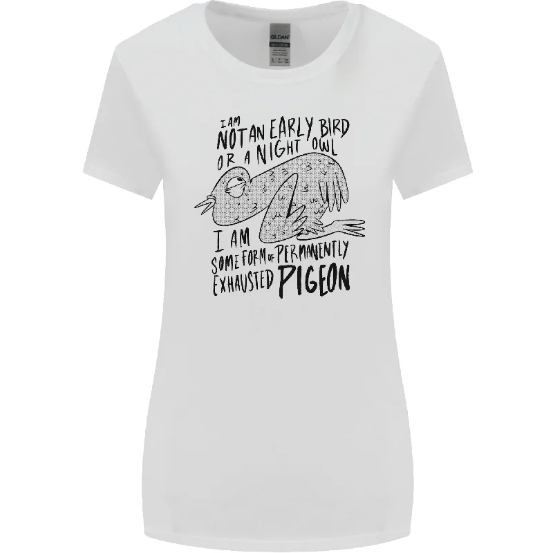 Always Tired Fatigued Exhausted Pigeon Funny Womens Wider Cut T-Shirt Ribbed Striped Patterned