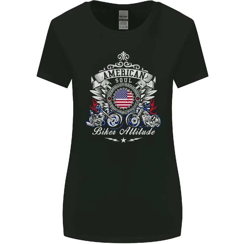 American Biker Attitude Motorcycle America Womens Wider Cut T-Shirt Mesh Blend Leather Blend Suede Blend American Biker Attitude Motorcycle America Womens Wider Cut T-Shirt Mesh Blend Leather Blend Suede Blend