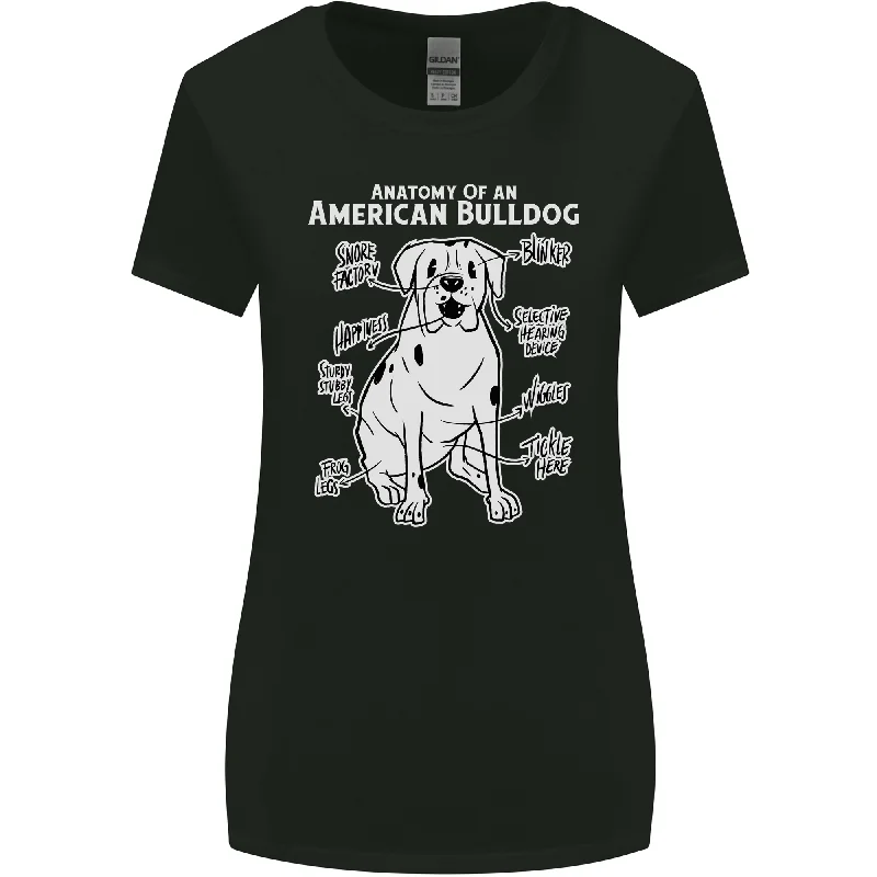 American Bulldog Anatomy Funny Dog Womens Wider Cut T-Shirt Welt Pockets Slit Pockets American Bulldog Anatomy Funny Dog Womens Wider Cut T-Shirt Welt Pockets Slit Pockets