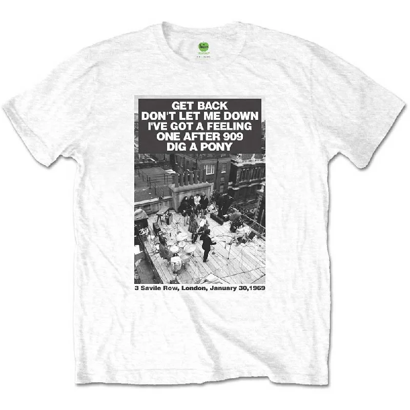 The Beatles | Official Band T-Shirt | Rooftop Songs Graphic Embroidered Appliqued