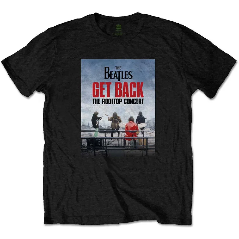 The Beatles | Official Band T-Shirt | Rooftop Concert Black Chenille Brocade Lace