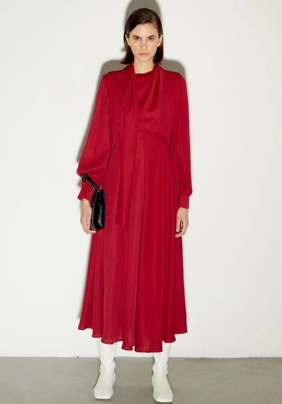 Birelin Drape Scarf Maxi Dress, Cherry Elegant Maxi Dress with Belt