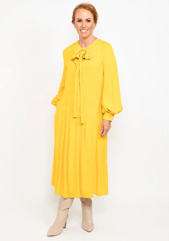 Birelin Dropped Waist Oversize Maxi Dress, Yellow Comfortable Casual Maxi Dress