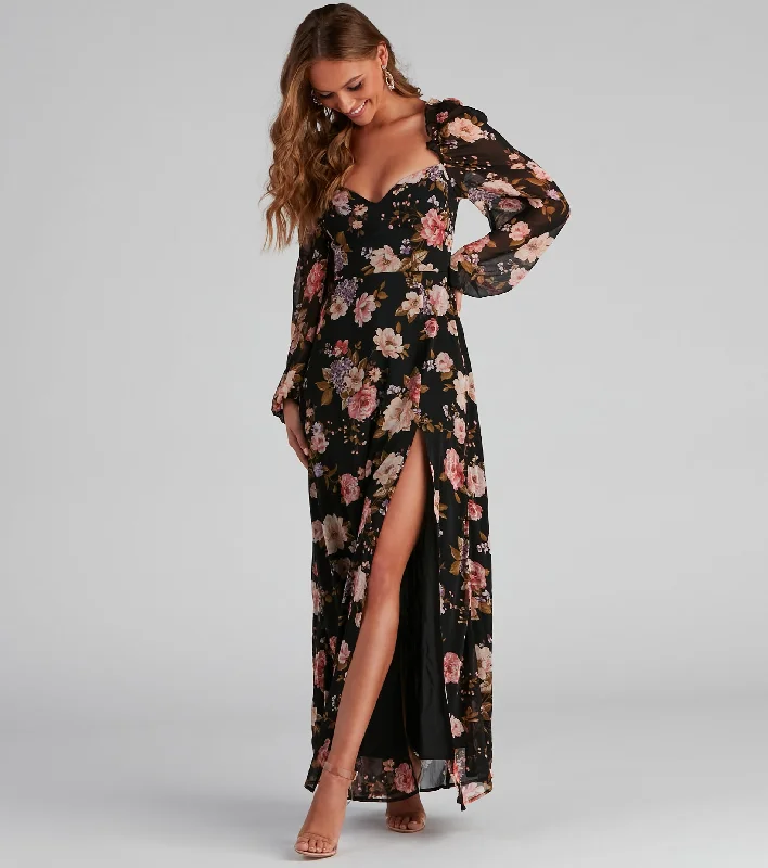 Catch The Bouquet Chiffon Maxi Dress Stylish One-Shoulder Maxi Dress