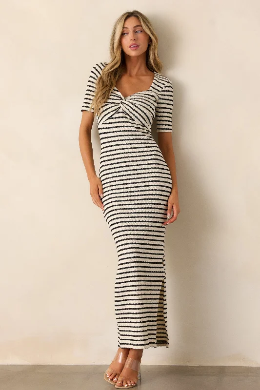 City Lights Black Stripe Bodycon Maxi Dress Elegant Velvet Maxi Dress