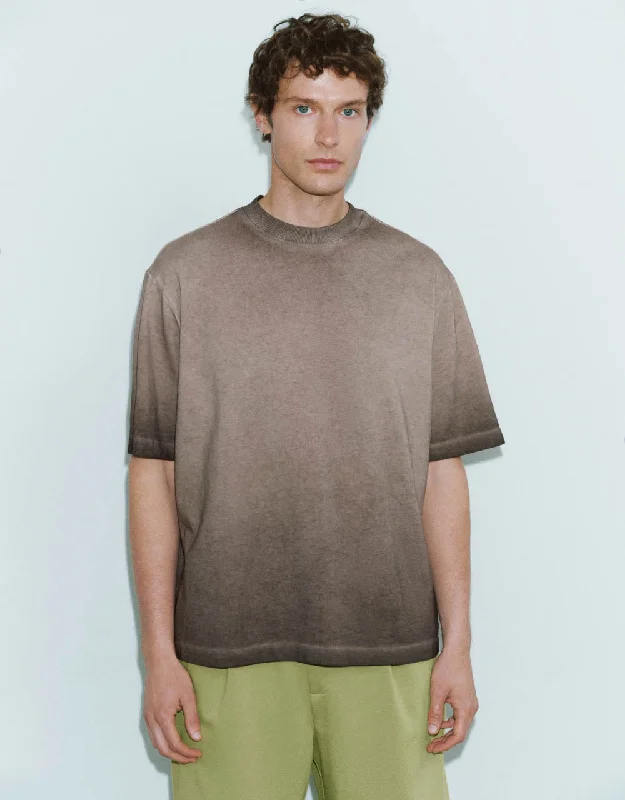 Crew Neck Loose A-Line T-Shirt Polka Dot Checkered Tartan