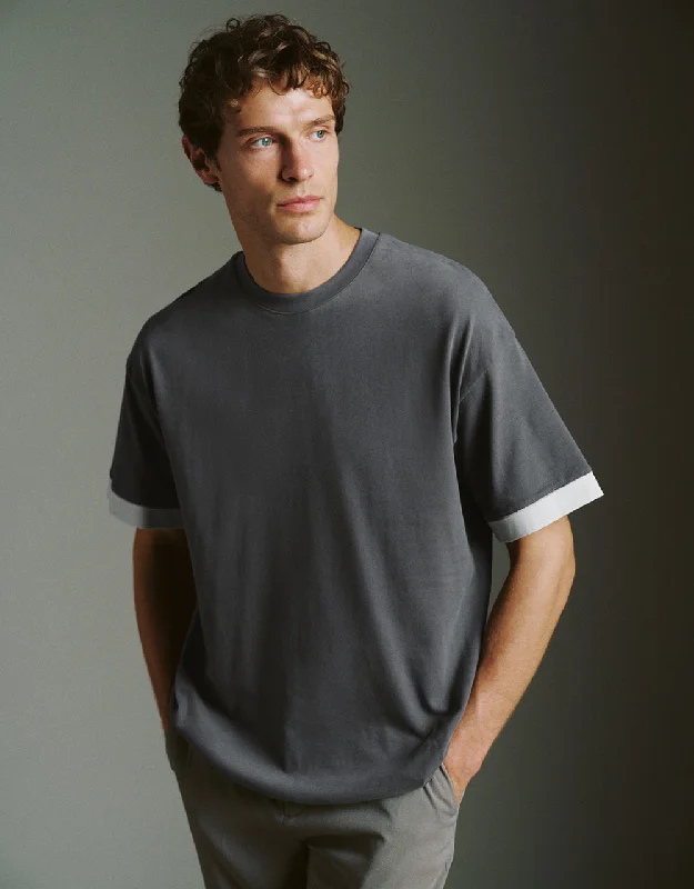 Crew Neck Loose T-Shirt Plaid T-Shirt Polka Dot Checkered
