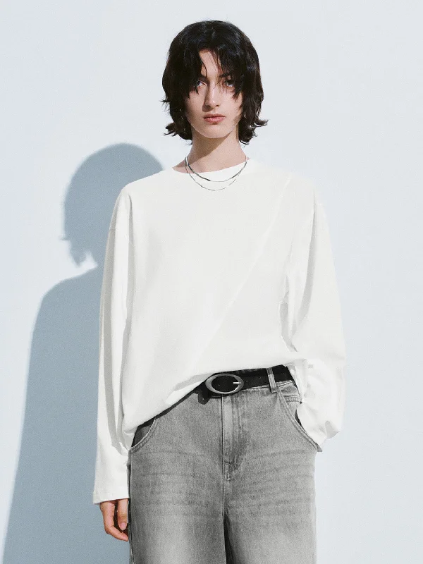 Crew Neck Loose T-Shirt Beaded Sequined Faux Fur
