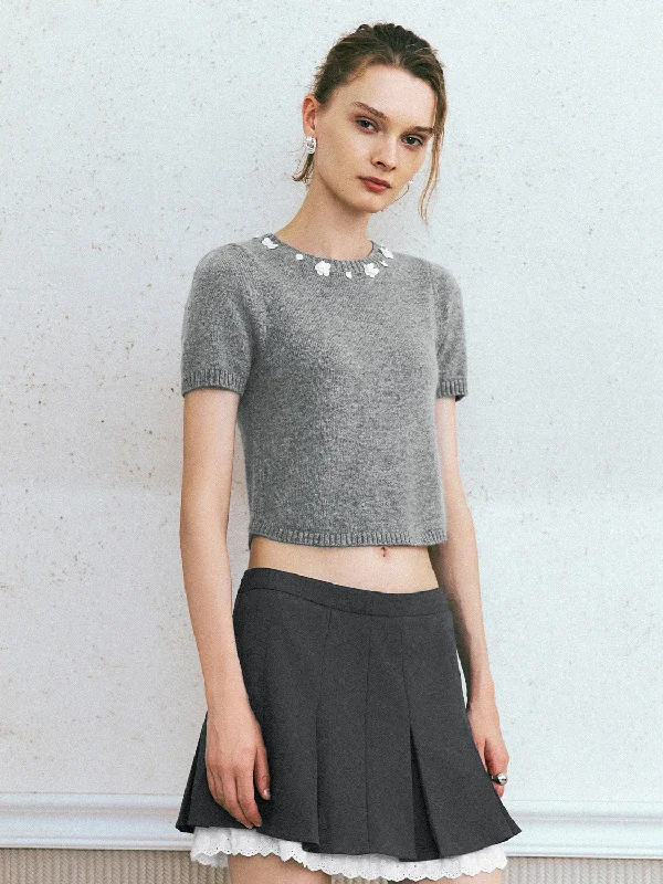 Crew Neck Skinny Knitted T-Shirt Ribbed T-Shirt High Neck Heavyweight