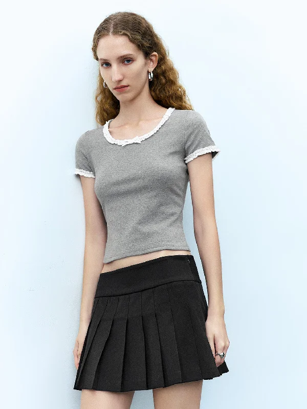 Crew Neck Skinny T-Shirt Fitted T-Shirt Seamless Stretchy