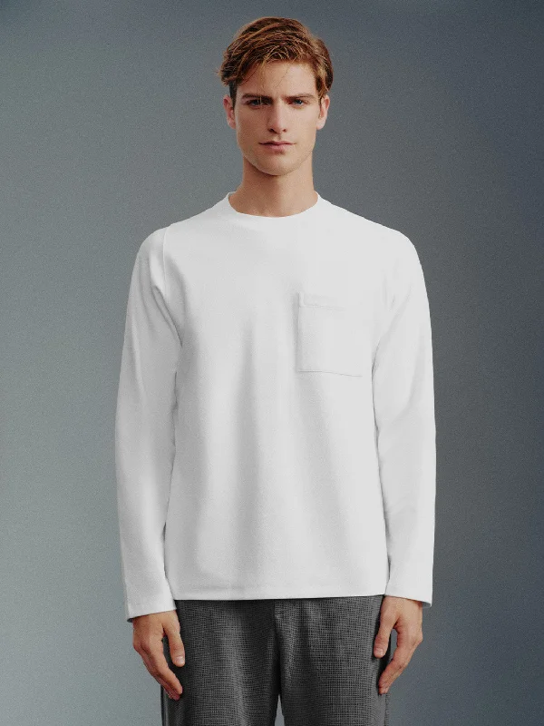 Crew Neck Straight T-Shirt Chenille Blend Fleece Blend Nylon Blend