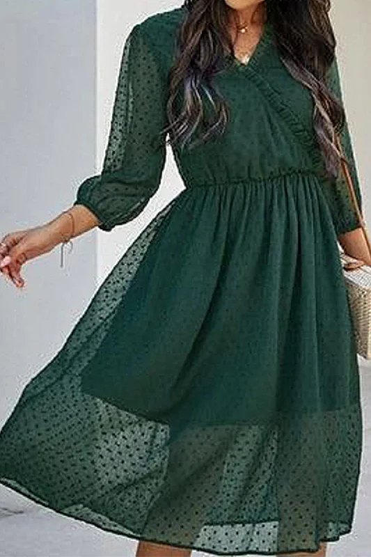 V NECK MAXI DRESS Fashionable Off-Shoulder Maxi Dress