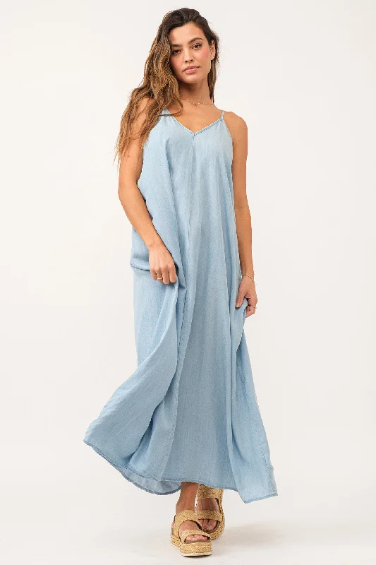 DANA MAXI DRESS PERFECT BLUE Trendy Maxi Dress with Bow