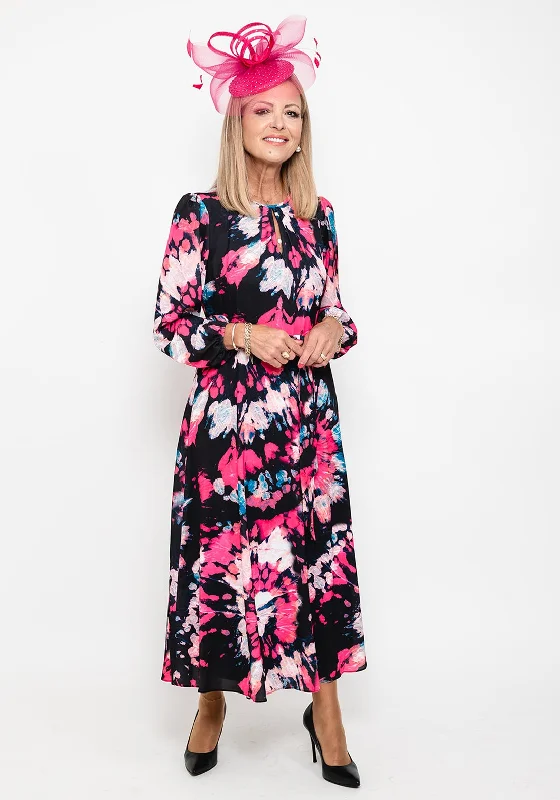 Ella Boo Printed Maxi Dress, Pink Multi Elegant Lace-Up Maxi Dress