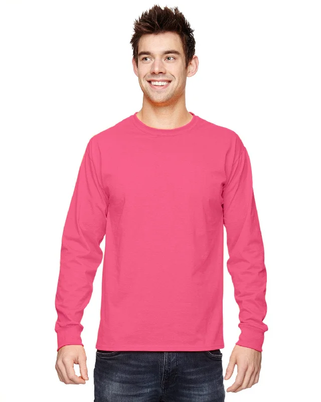 Fruit of the Loom Lightweight Long Sleeve T-Shirt | Neon Pink Anti-Pilling Machine Wash Handmade