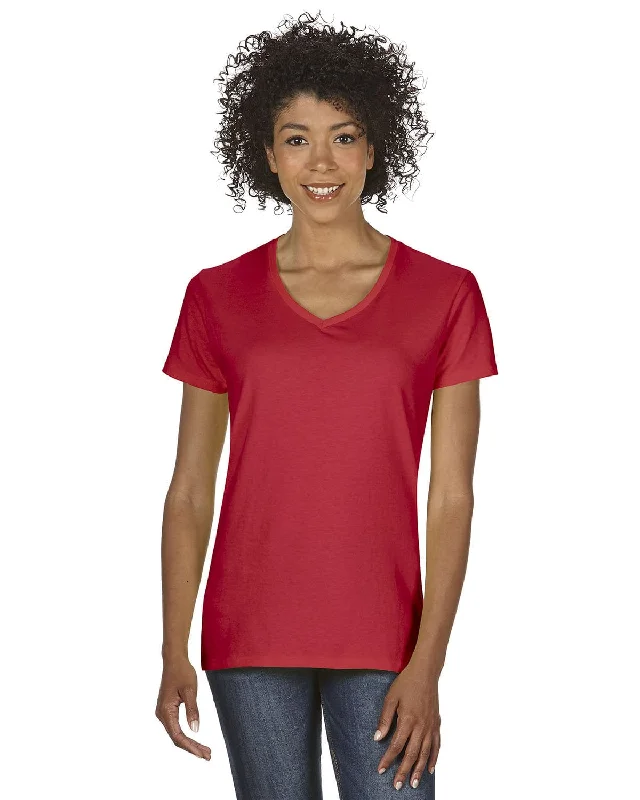 Gildan Ladies Heavy Cotton 5.3 oz. V-Neck T-Shirt | Red Graphic T-Shirt Round Neck Polyester Gildan Ladies Heavy Cotton 5.3 oz. V-Neck T-Shirt | Red Graphic T-Shirt Round Neck Polyester