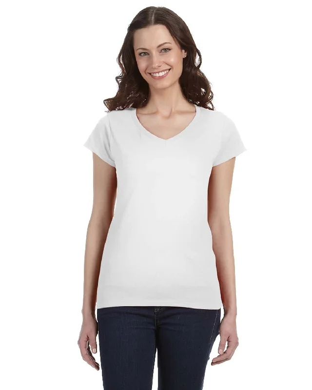 Gildan Ladies SoftStyle V-Neck T-Shirt | White Jersey Fabric Tulle Fabric Batik Fabric Gildan Ladies SoftStyle V-Neck T-Shirt | White Jersey Fabric Tulle Fabric Batik Fabric