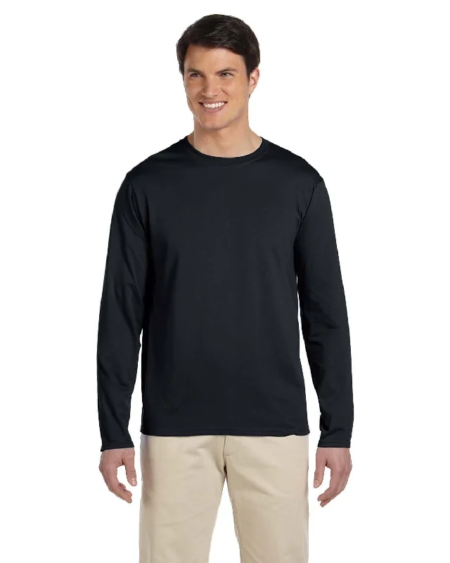 Gildan SoftStyle Long Sleeve T-Shirt | Black Notch Collar Peter Pan Collar Cowl Neck Gildan SoftStyle Long Sleeve T-Shirt | Black Notch Collar Peter Pan Collar Cowl Neck