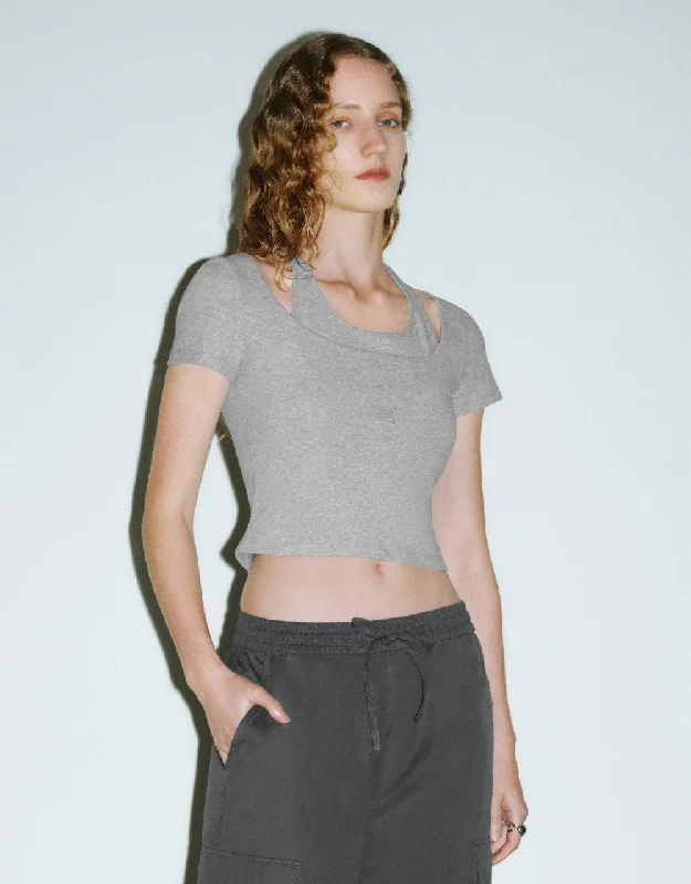 Halter Neck 2 In 1 T-Shirt Front Pockets Side Pockets Patch Pockets