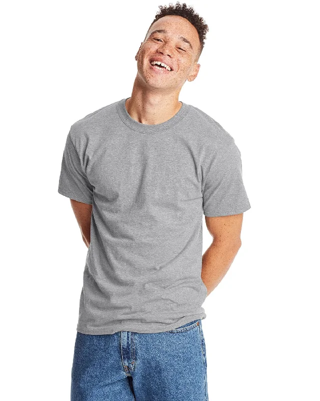 Hanes Beefy-T T-Shirt | Ash Beaded Sequined Faux Fur