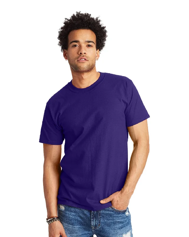 Hanes Beefy-T T-Shirt | Purple Chenille Brocade Lace