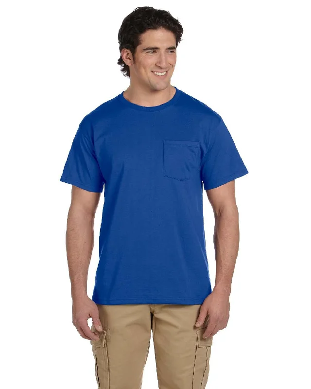 Jerzees 50/50 Pocket T-Shirt | Royal Machine Wash Dry Clean Hand Wash
