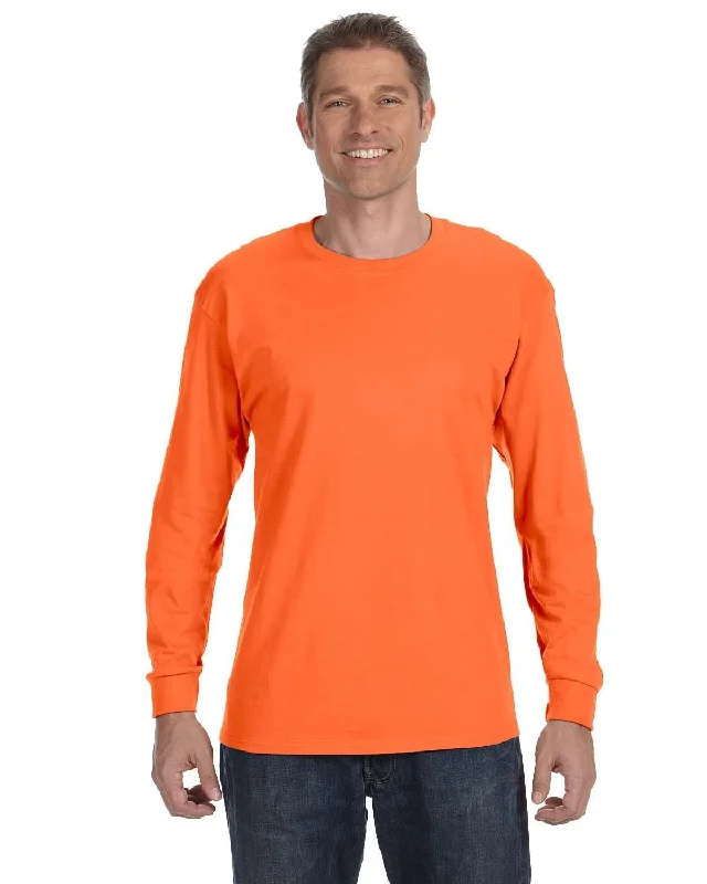 Jerzees DRI-POWER ACTIVE Long Sleeve T-Shirt | Safety Orange Zippered Buttoned Snapped