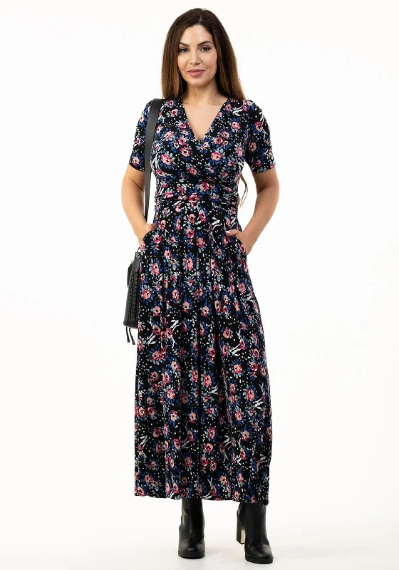 Jolie Moi Beatrice Floral Jersey Maxi Dress, Black Multi Fashionable Sleeveless Maxi Dress