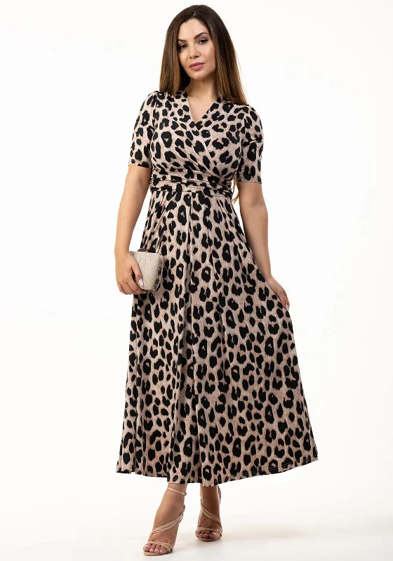 Jolie Moi Beatrice Leopard Print Jersey Maxi Dress, Multi Elegant Boho Maxi Dress