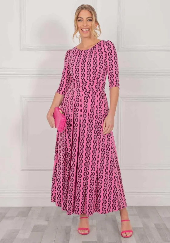 Jolie Moi Cierra Maxi Dress, Hot Pink Comfortable Fit-and-Flare Maxi Dress