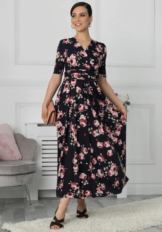 Jolie Moi Kiera Floral Print Maxi Dress, Navy Multi Classic A-Line Maxi Dress