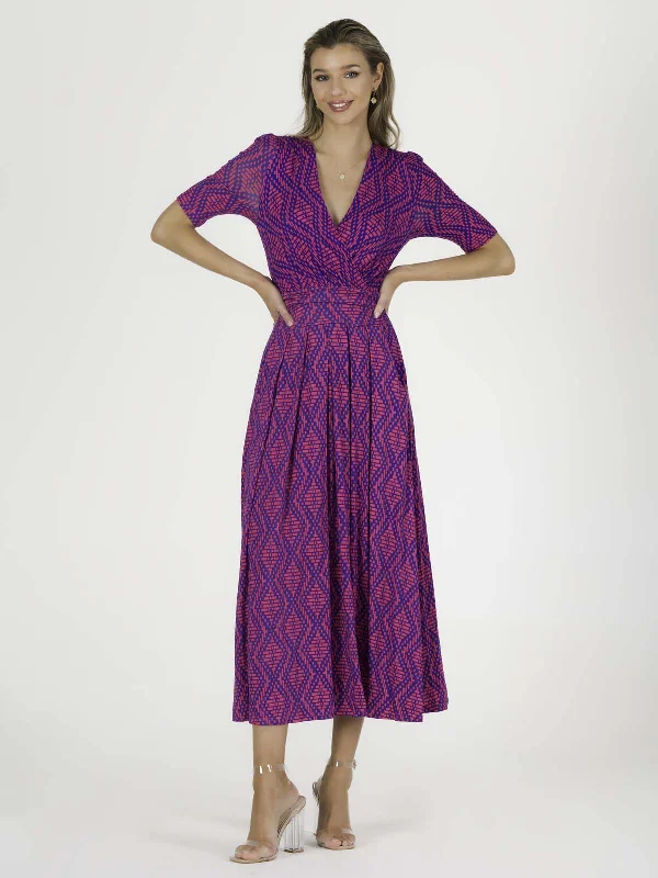 Jolie Moi Macara Animal Print Wrap Maxi Dress, Pink Geo Comfortable Pleated Maxi Dress