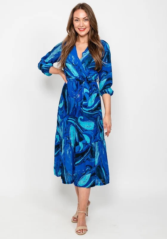 Kate & Pippa Boho Swirl Maxi Dress, Blue & Royal Elegant Maxi Dress with Pockets