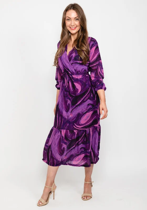 Kate & Pippa Boho Swirl Maxi Dress, Purple Chic Summer Floral Maxi Dress