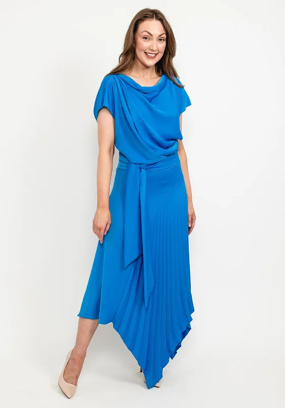 Kevan Jon Mila Pleat Drape Maxi Dress, New Blue Fashionable Sheer Maxi Dress