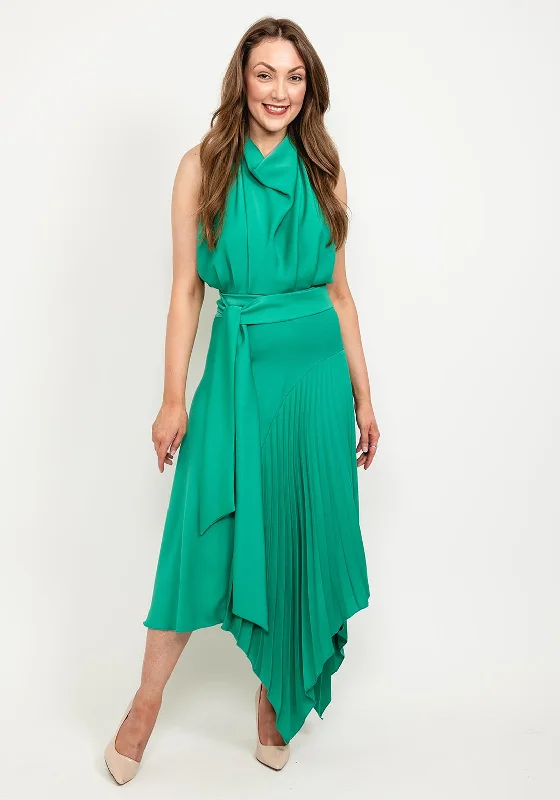 Kevan Jon Perla High Neck Pleat Maxi Dress, Emerald Classic Strapless Maxi Dress