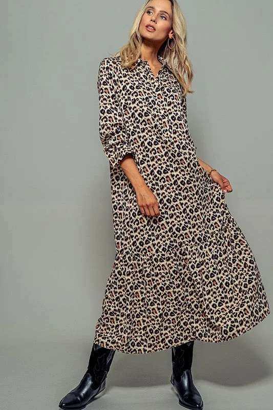 Leopard Maxi Dress Elegant Sleeveless Maxi Dress