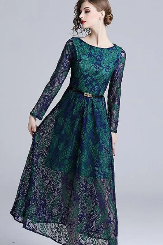 Long Sleeve Lace Maxi Dress - M in Clearance Elegant Maxi Dress with Lace