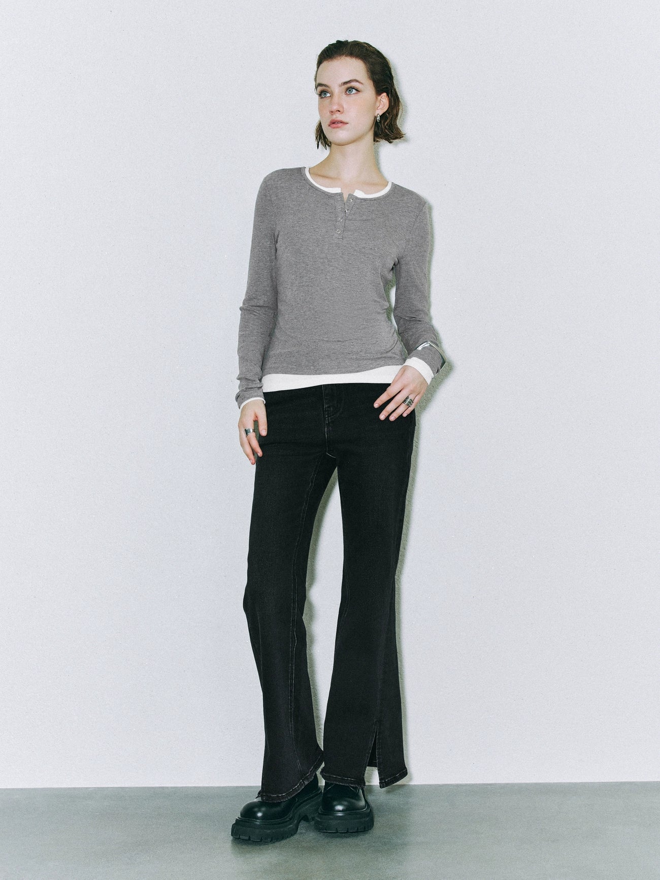 Long Sleeve Skinny T-Shirts Plaid T-Shirt Polka Dot Checkered