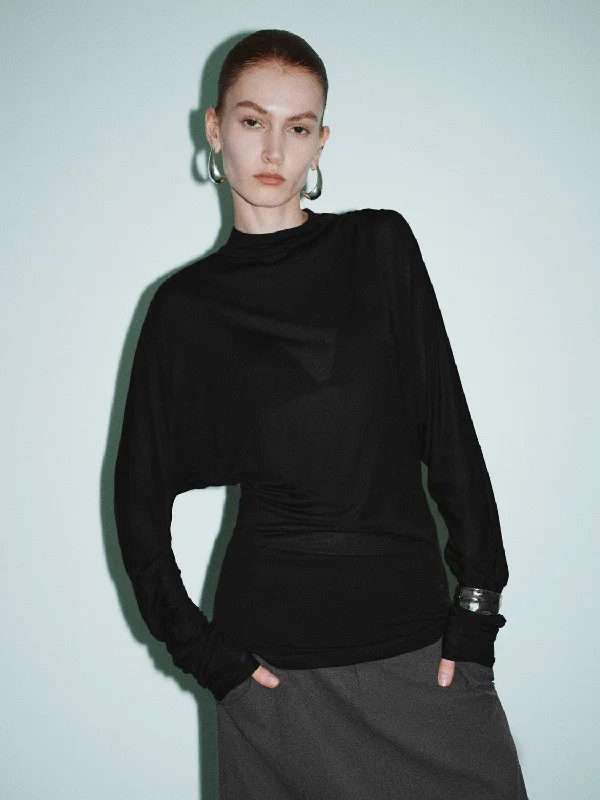 Mock Neck Skinny T-Shirt Collared Crew Neck Turtle Neck