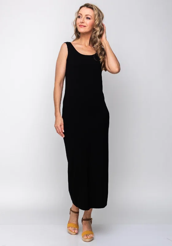 Naya Sleeveless Jersey Maxi Dress, Black Classic Strapless Maxi Dress