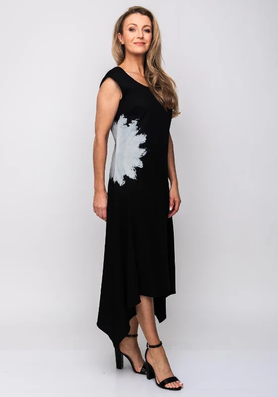 Naya Splash Print Sleeveless Maxi Dress, Black Trendy Off-Shoulder Ruffle Maxi Dress