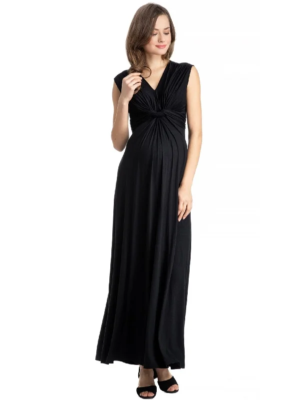 Papaver Maternity Maxi Dress - Black Trendy Satin Maxi Dress