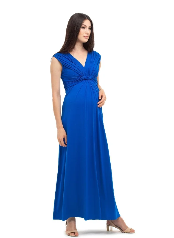 Papaver Maternity & Nursing Maxi Dress - Blue Sapphire Fashionable Asymmetrical Maxi Dress