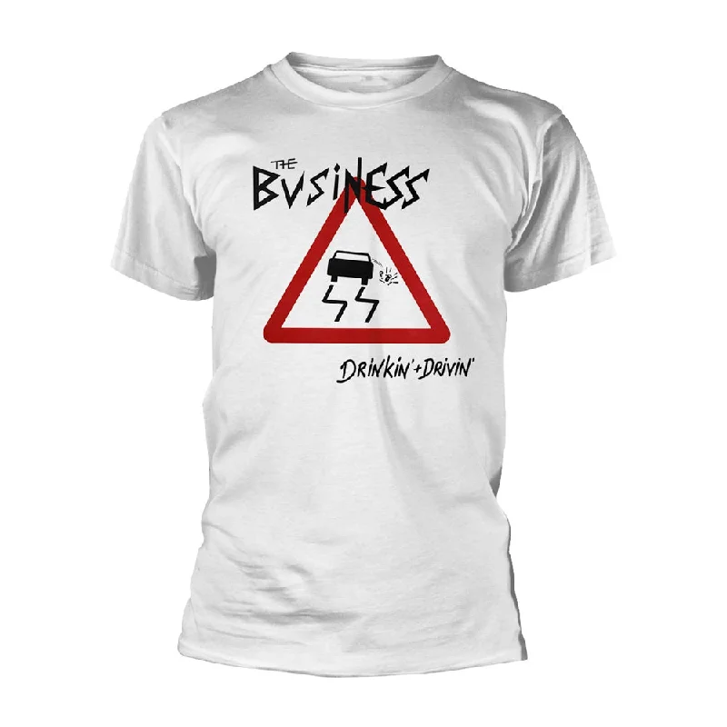 The Business Unisex T-shirt: Drinkin + Drivin (White) Denim Fabric Leather Fabric Suede Fabric The Business Unisex T-shirt: Drinkin + Drivin (White) Denim Fabric Leather Fabric Suede Fabric